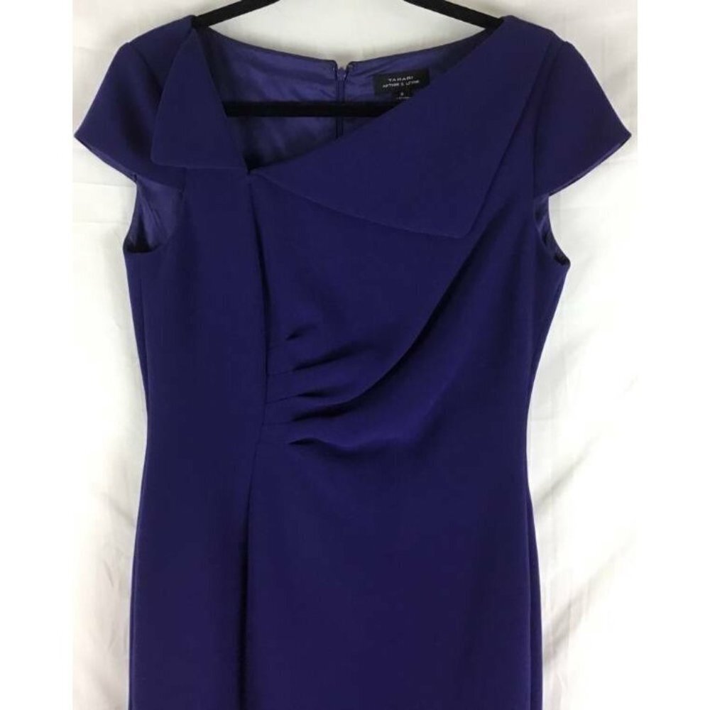 TAHARI Arthur Levine Dress Size 6 Purple Shift - Picture 2 of 6